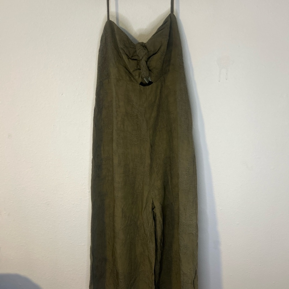 elevenses Olive Halter Tie-Front Jumpsuit - Picture 16 of 16